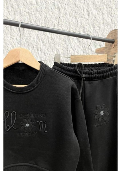Blom Nakış Detaylı Kız Çocuk takım - Siyah modelleri