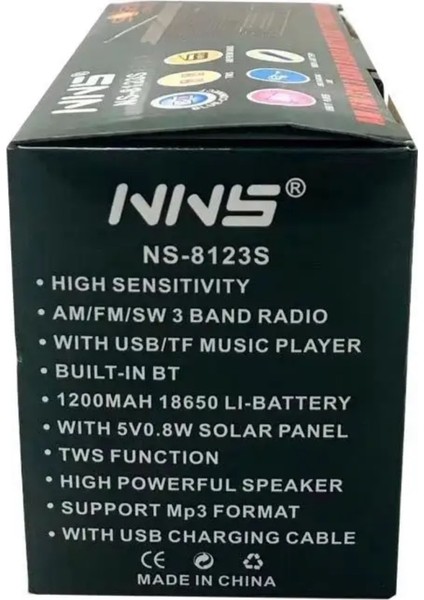 NS-8123 RADYO USB / Tf Kart / Fm Retro Taşınabilir Bluetooth Hoparlör