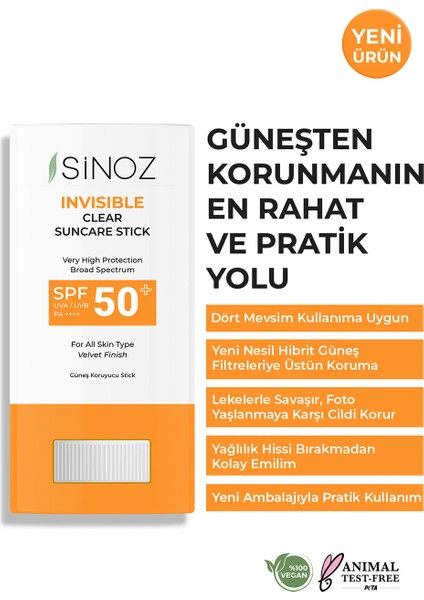 SPF50+ Nemlendirici ve Yatıştırıcı Yüksek Korumalı Şeffaf Stick Güneş Kremi 15 gr