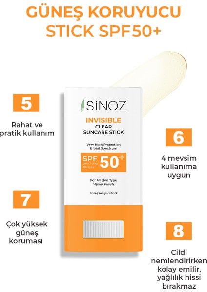 SPF50+ Nemlendirici ve Yatıştırıcı Yüksek Korumalı Şeffaf Stick Güneş Kremi 15 gr