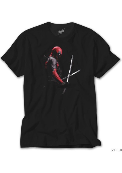 Deadpool Kılıçlı Siyah Tişört
