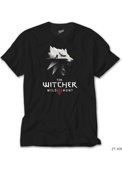 The Witcher 3 Wolf Silhouette Siyah Tişört
