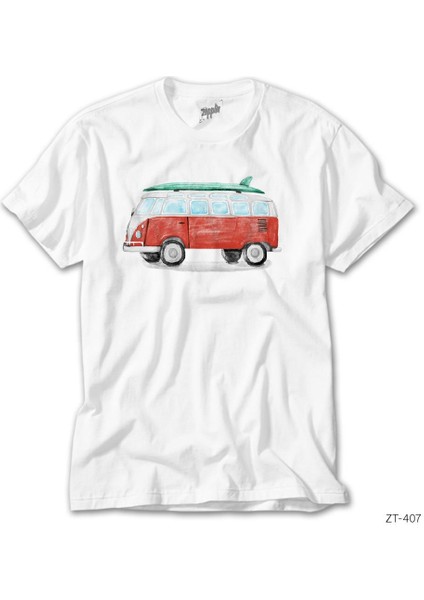 Wolksvagen Minibus Paint Beyaz Tişört