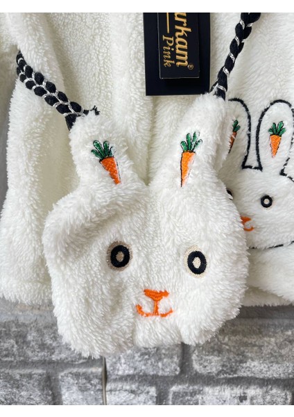 Kız Çocuk Tavşan Nakışlı Welsoft Ceket Mont Çantalı fiyatları