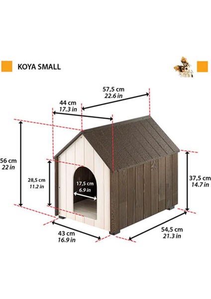 Koya Ahşap Köpek Kulübesi Small 44,1X57,5X55,8 cm