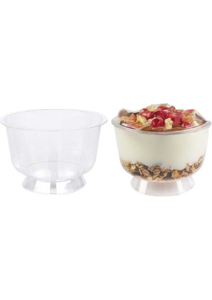 Kase Ayaklı Plastik 200CC Şeffaf Pk:20