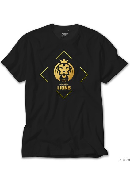 Mad Lions Line Siyah Tişört