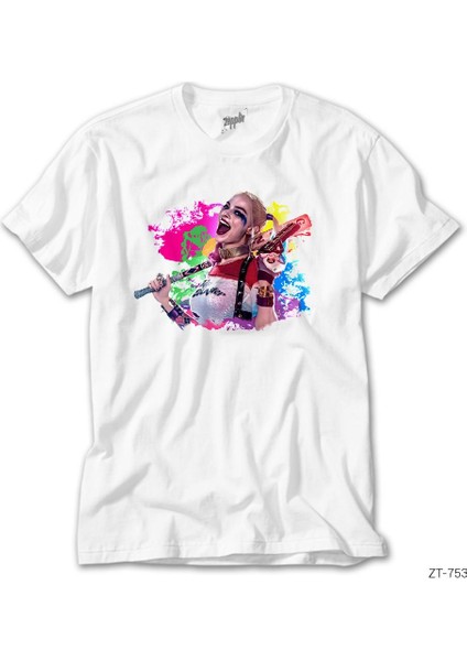 Suicide Squad Harley Quinn Happy Beyaz Tişört