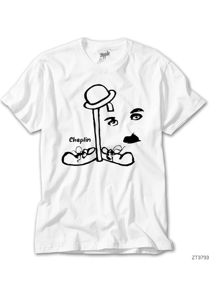 Charlie Chaplin Şapka Beyaz Tişört