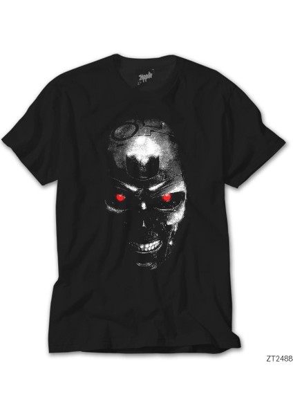 Terminator Skull Red Siyah Tişört