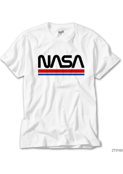 Nasa Red Blue Beyaz Tişört