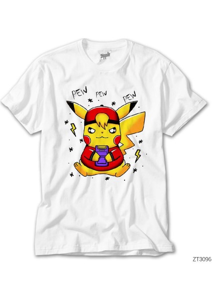 Pikachu Pew Beyaz Tişört