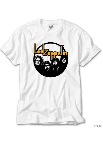 LED Zeppelin Circle Beyaz Tişört