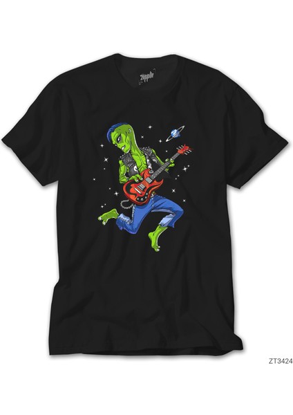 Alien Guitar Siyah Tişört