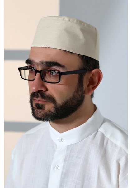 Osmanlı Tuğrası Nakışlı Kalıp Namaz Takkesi Bej fırsatları
