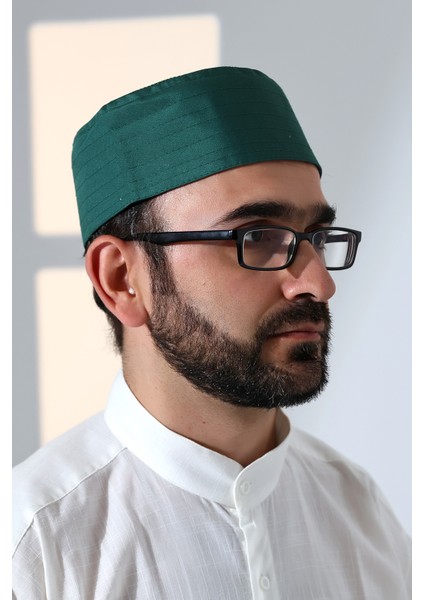 Osmanlı Tuğrası Nakışlı Kalıp Namaz Takkesi Yeşil indirimleri