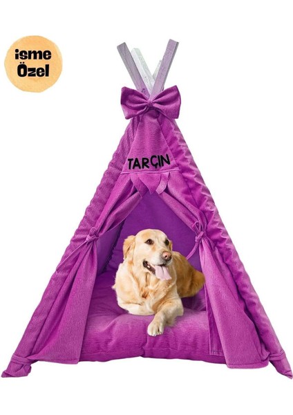 Isme Özel Yıkanabilir Femurarlı Büyük Irk Köpek Çadırı 110X110 cm