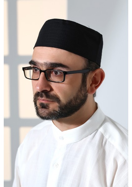 Osmanlı Tuğrası Nakışlı Kalıp Namaz Takkesi Siyah fırsatları