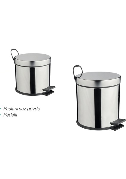 5 Lt Krom Micro Pedallı Çöp Kovası