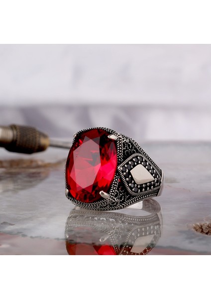 925 Ayar Gümüş Zirkon Taşlı Oval Model Erkek Yüzük fiyatları