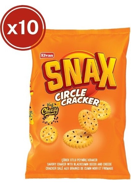 Snax Yuvarlak Kraker Çörekotlu Peynirli 200 gr. 10 Adet (1 Kutu)