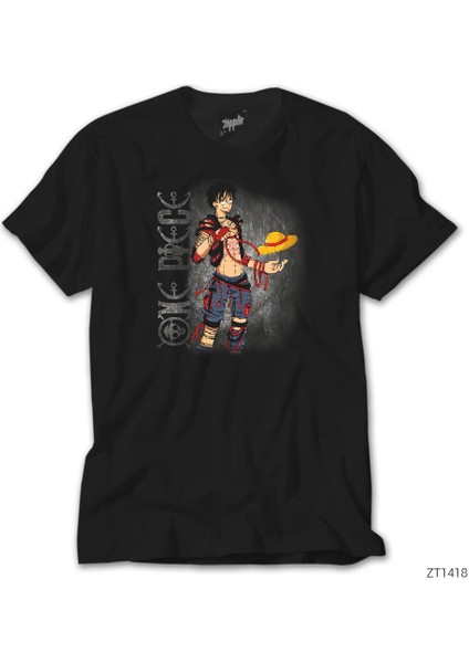 One Piece Luffy Siyah Tişört