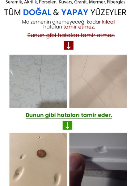Seramik, Akrilik, Mermer, Granit ve Porselen Tamir Kiti – Pratik ve Kalıcı Çözümler