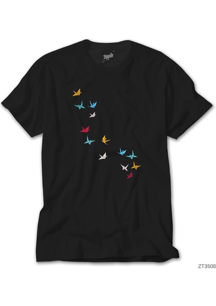 Flying Papers As Birds Siyah Tişört