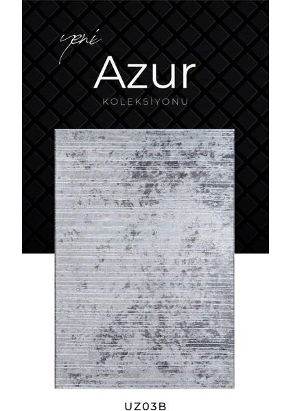 Azur UZ03B Gri Pamuk Akrilik Yumuşak Dokulu Modern Kilim Halı
