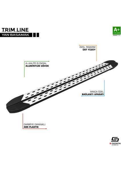 S-Dizayn Citroen Nemo Trimline Gri Yan Basamak 177 cm 2008-2017 fiyatları