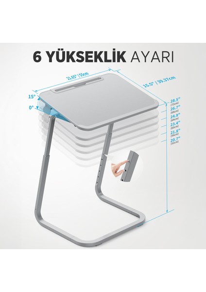 Saiji F2 Yükseklik ve Açı Ayarlı Tv Tepsi Masası – Çok Fonksiyonlu Çalışma Masası, Dizüstü Bilgisayar Standı, Gizli Bardak Tutucu ve Tablet Yuvası ile Ergonomik ve Dayanıklı