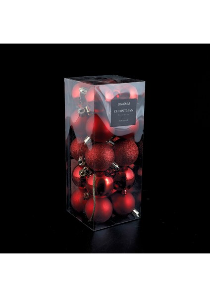 New Year 20 Parça Yılbaşı Topu Red 40 mm modelleri