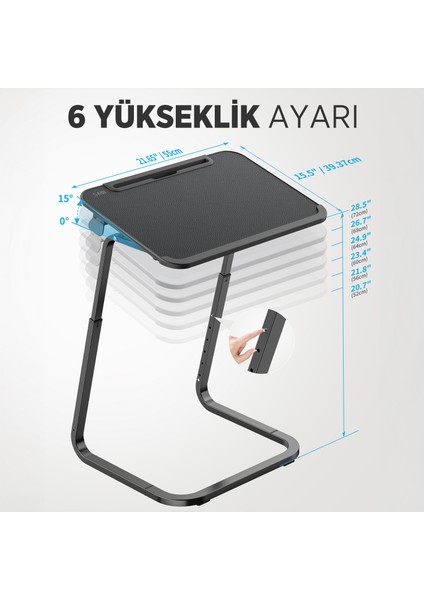 Saiji F2 Yükseklik ve Açı Ayarlı Tv Tepsi Masası – Çok Fonksiyonlu Çalışma Masası, Dizüstü Bilgisayar Standı, Gizli Bardak Tutucu ve Tablet Yuvası ile Ergonomik ve Dayanıklı