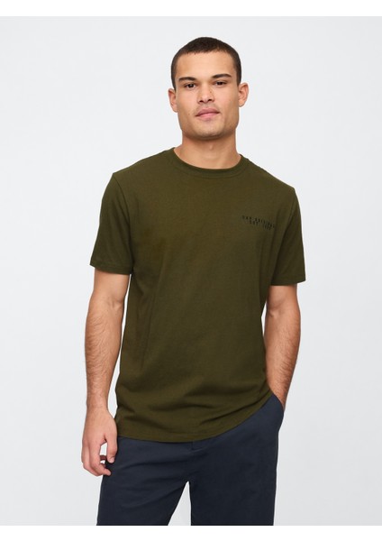 Erkek Haki Everyday Soft Grafikli T-Shirt