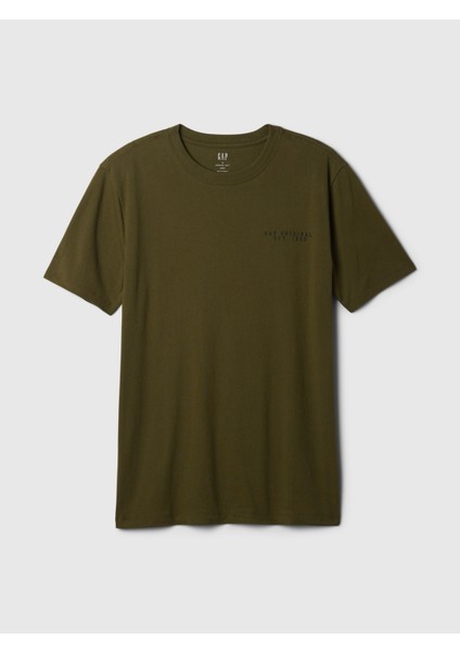 Erkek Haki Everyday Soft Grafikli T-Shirt
