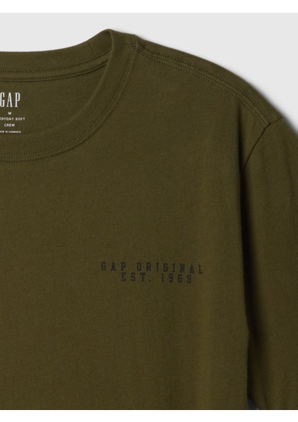 Erkek Haki Everyday Soft Grafikli T-Shirt