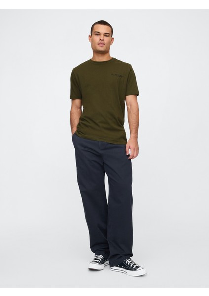 Erkek Haki Everyday Soft Grafikli T-Shirt