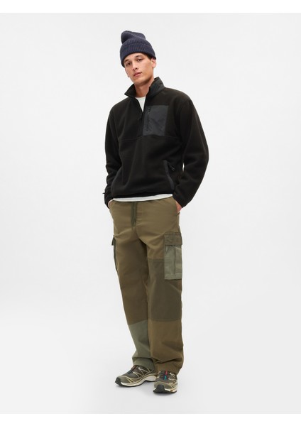 Erkek Siyah Gap Logo Sherpa Sweatshirt