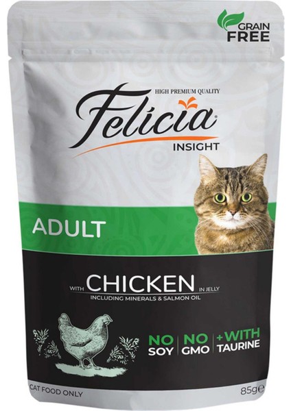 Jöle Içinde Tavuklu Taurinli Tahılsız Yetişkin Kedi Konservesi 85 gr 48 Adet
