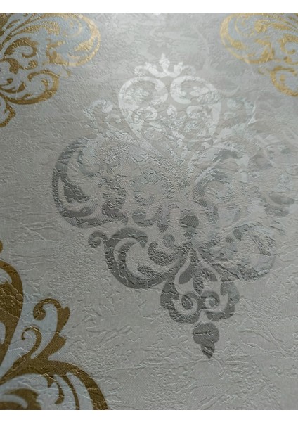 Damask Desenli Gold Gümüş Silinebilir Klasik Duvar Kağıdı 5m2 fiyatları