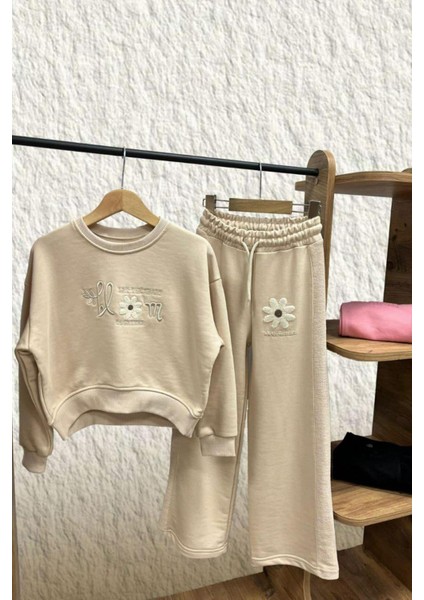 Blom Nakış Detaylı Kız Çocuk takım - Bej