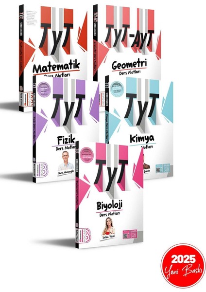 2025 TYT Matematik - Geometri - Fizik - Kimya - Biyoloji Ders Notları Seti