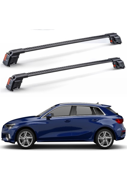 Audi A3 Sportback 2022 2025 Kilitli Ara Atkı Port Bagaj Taşıyıcı Bar Alüminyum Taşıma Barı Portbagaj Taşıma Barı