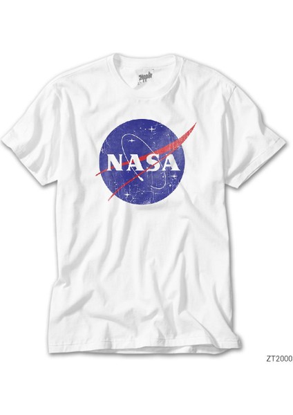 Nasa Damaged Logo Beyaz Tişört