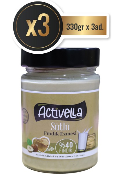 Sütlü Fındık Ezmesi 330gr %40 Fındıklı x3