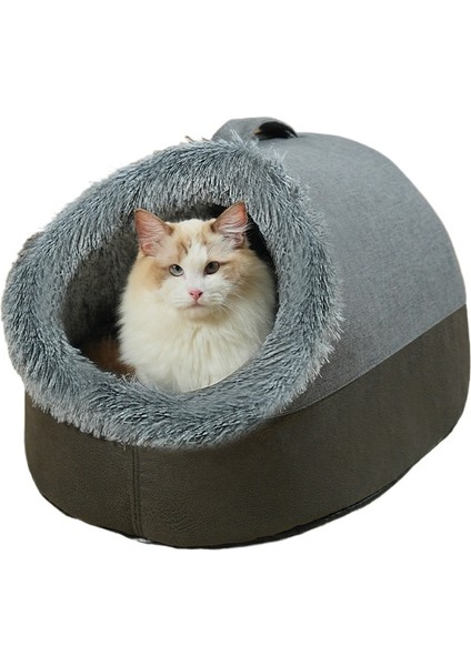 Kedi Yuvası Köpek Yuvası Kış Evcil Hayvan Tamamen Kapalı Büyük Eşarp Peluş Malzemeler Taşınabilir Sıcak Çok Fonksiyonlu Yuvası (Yurt Dışından)