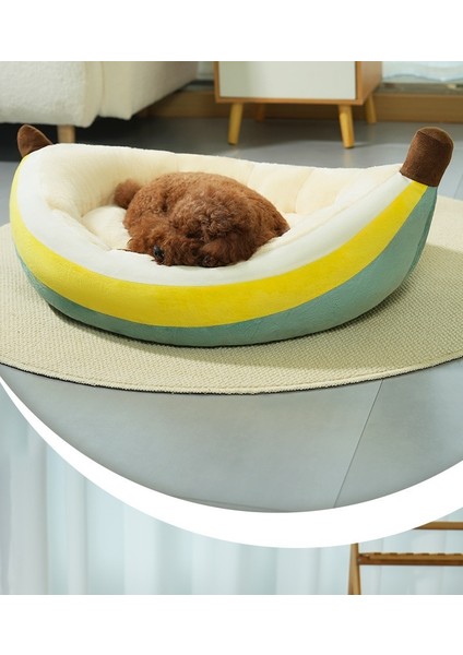 Köpek Kulübesi Açık Sevimli Muz Yuvası Kalınlaştırılmış Evcil Hayvan Yuvası Rahat Uyku Kış Sıcak Kedi (Yurt Dışından)