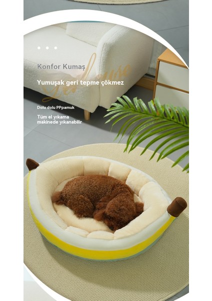 Köpek Kulübesi Açık Sevimli Muz Yuvası Kalınlaştırılmış Evcil Hayvan Yuvası Rahat Uyku Kış Sıcak Kedi (Yurt Dışından)
