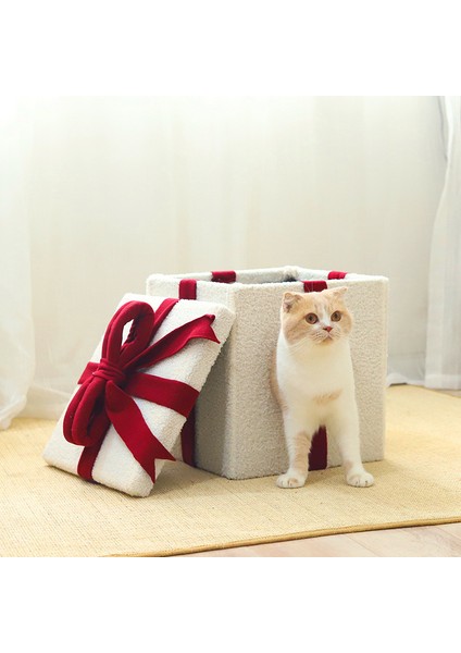 Kedi Yuvası Kapalı Katlanabilir Hediye Kutusu Evcil Hayvan Evi Yuvası Mat Villa Tüm Mevsim Evrensel (Yurt Dışından)