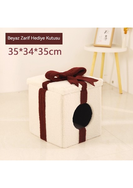 Kedi Yuvası Kapalı Katlanabilir Hediye Kutusu Evcil Hayvan Evi Yuvası Mat Villa Tüm Mevsim Evrensel (Yurt Dışından)
